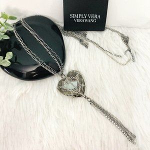 Chain wrapped crystal heart necklace
